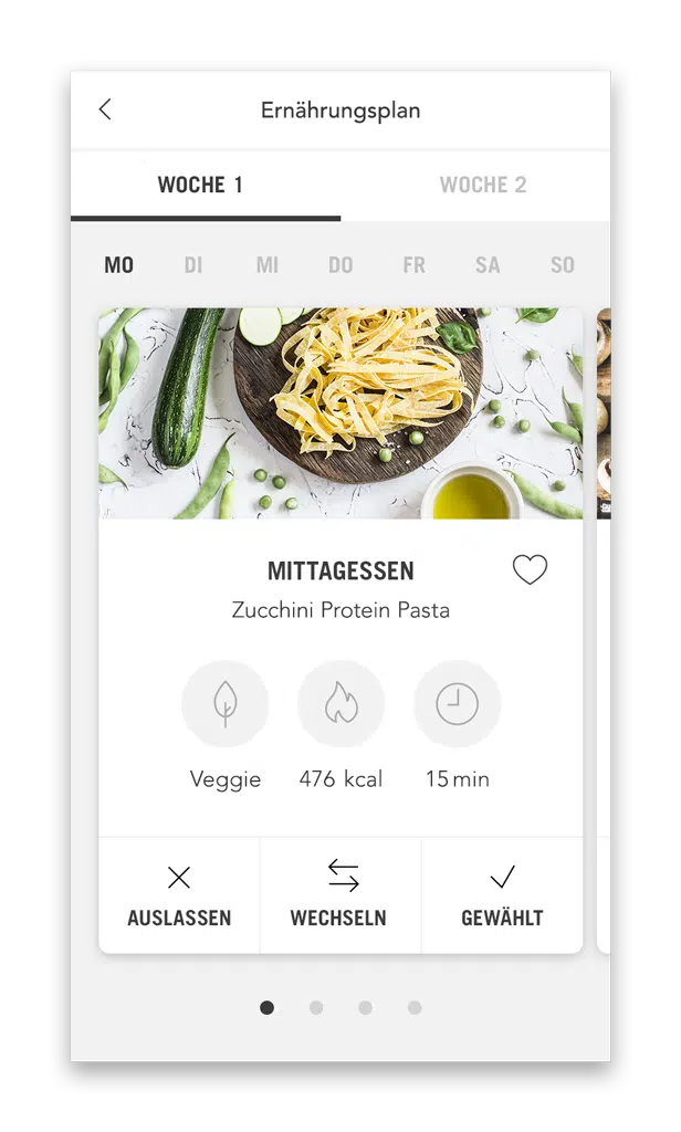 P2Arnstadt Ernährungsplan Plan mit Mahlzeiten (Smartphone Ansicht Beispiel Tag)